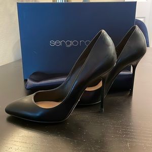 Sergio Rossi Black Leather Pelle Vit. Vernice Pumps